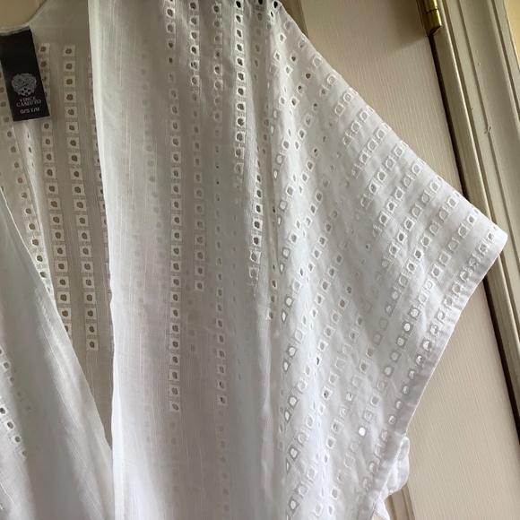 Vince Camuto Eyelet Embroidered Cover-Up Duster White OS - Picture 7 of 15